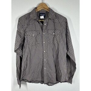 Wrangler Western Shirt Boys 2XL 18-20 Multicolor Plaid Pearl Snap Long Sleeve